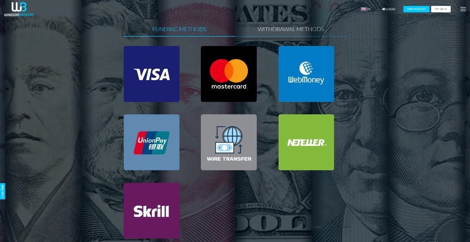 Windsor Brokers Review payment and withdrawal options